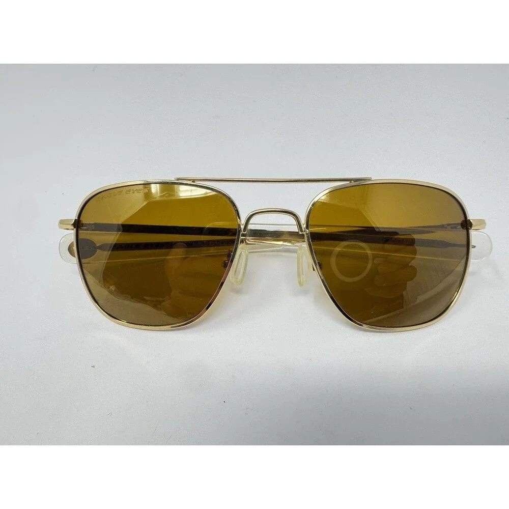 Eagle Eyes Freedom Sunglasses Gold Metal Frame Yellow Lens 50-18-140 Vintage
